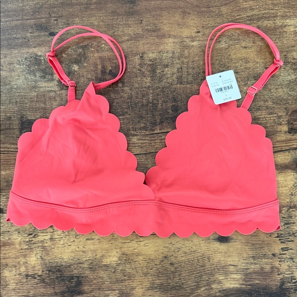 Anthropologie Other - Anthropologie Coral Scalloped Bikini Top